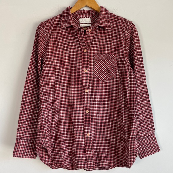 J. Crew Tops - J Crew Womens Classic Fit Flannel Shirt Sz 2 Check Heritage Preppy Cabincore